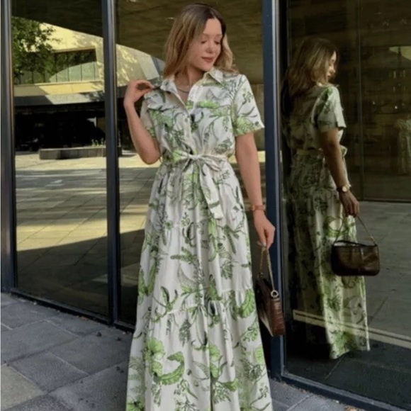 Zara belted green floral maxi dress - Picture 6 of 6